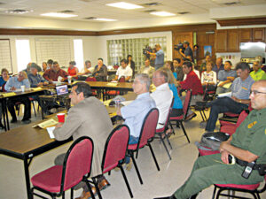 Interested Citizens crowded the USIBWC Conference Room to hear latest report on the South Texas water woes.