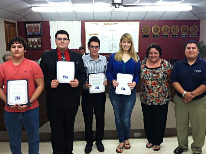 Members of the UIL Team received certificates from the board
