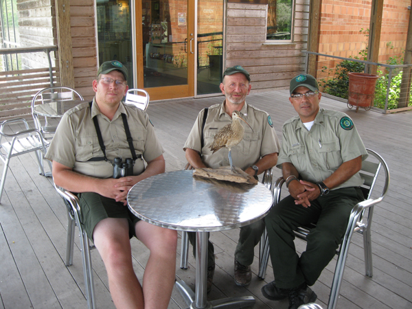 The “Tres Amigos” at Estero Llano Grande State Park. Kyle O’ Haver, John Yochem, Jose Uribe. Photo: Bill Keltner/LFN.