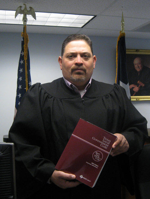 Judge Mike Trejo administers justice in La Feria Courtroom.