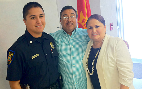 Officer Frank Sanchez with his parents Francisco & Norma Sanchez.