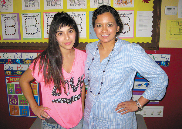 (l-r) Instructors Felishia Cadena and Vicky Maldonado help the students get involved in the education process.