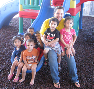 Assistant Instructor Felicia Echavarria welcomes new Little Lions.