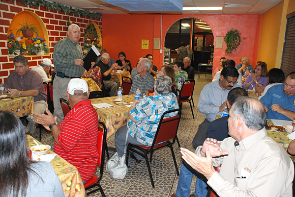 Mayor Steve Brewer speaks to members of the La Feria City Commission and residents at a workshop held during a special meeting held Monday, November 7 at the Tex-Mex Restaurant in La Feria.