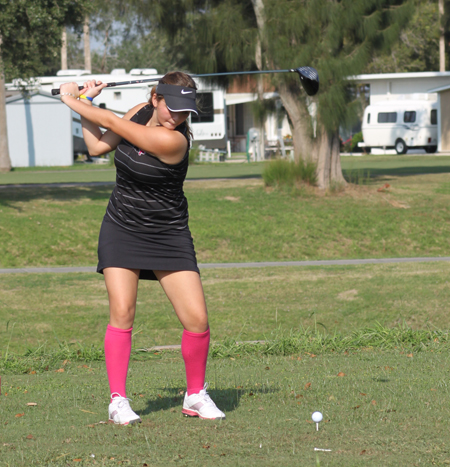 Sammie Lopez concentrating on her shot.
