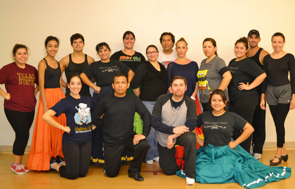Workshop participants pose with Amalia Viviana Bastanta Hernández (standing fifth from the right), daughter of Amalia Hernández who founded the Ballet Folklórico de México, after her master class workshop held on Nov. 23, 2013 at South Texas College’s Pecan Plaza Wellness Center in McAllen.