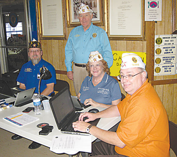 Crisis Center Executive Committee – Fred Rogers, Vice Commander of Texas Department of the American Legion; (standing); Lynn Sparks,  State Legion Commander; Bill West, Adjutant of the Texas Department of the American Legion (seated, right).