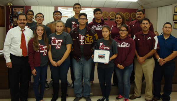 Also recognized were the La Feria High School students that were named as District Champions and Regional Qualifiers for Team Tennis. 