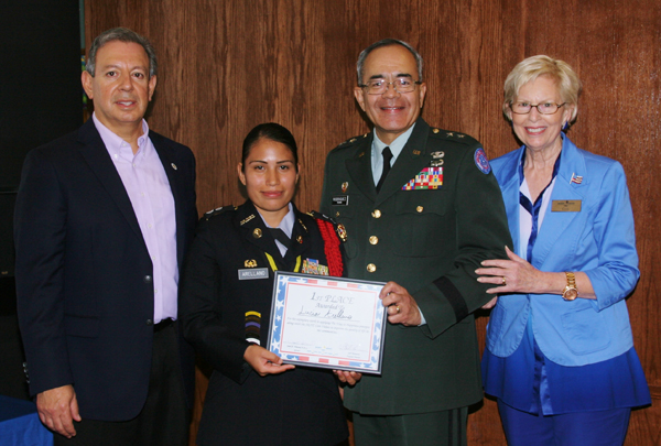 1st Place Competition Winner Lucia Arellano with Dr. Villarreal, Major General Charles Rodriguez, and PR Director Gail Thomason 