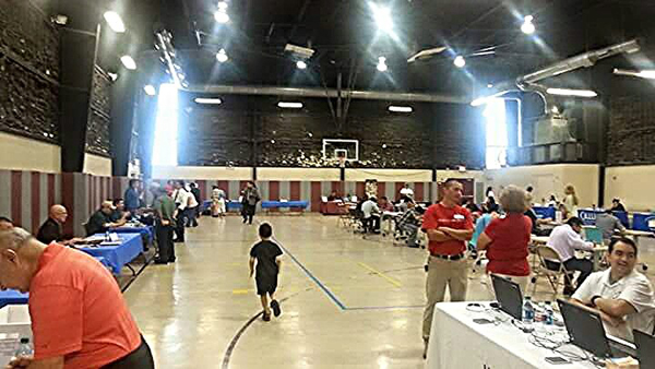 The event was held at the La Feria Recreational Center after severe storms damaged the originally scheduled location.