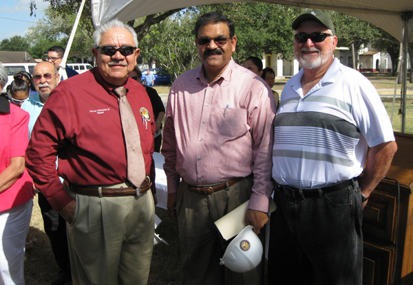 Mayor Victor Gonzalez, Jr.; City Manager, Sunny K. Philip; Steve Brewer, former city Mayor, at Unger Park ground-breaking ceremony
