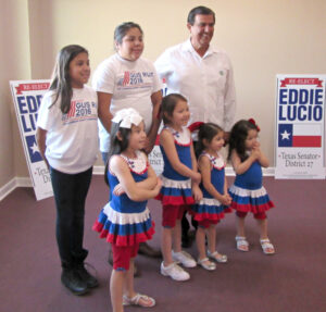 Senator Eddie Lucio greeted with a special song from elementary school students
