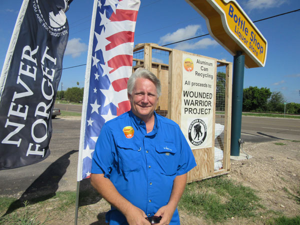 Eric Hoff welcomes aluminum can donations for veterans. Photo: Bill Keltner/LFN